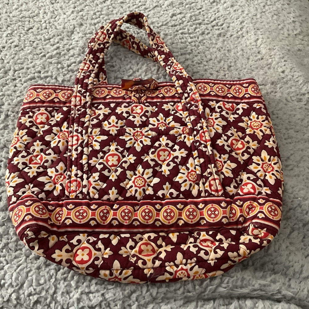 Floral Patterned Tote Bag - Red and Yellow